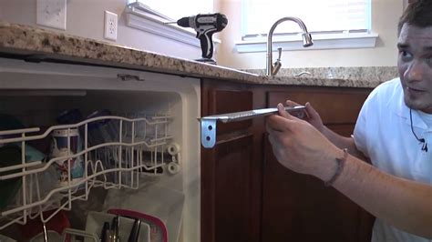 how to install metal under counter dishwasher mounting bracket|quartz countertop dishwasher mounting bracket.